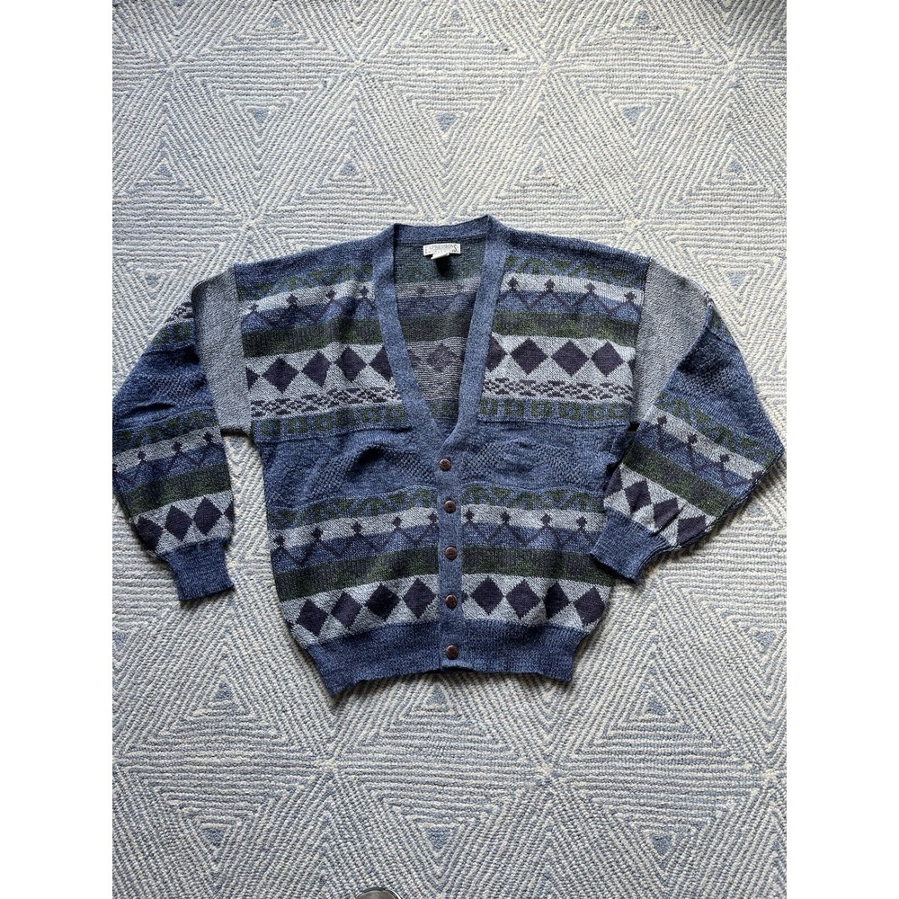 Expressions‎ Worldwide Acrylic/Wool Cardigan Sweater - Multicolor - Large